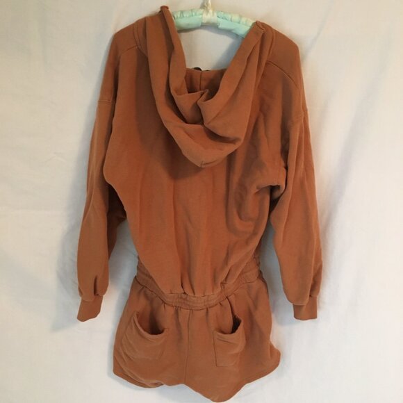 Free People Beach Kickin’ It Hooded Romper Bright Cider color Size Medium - Picture 4 of 14